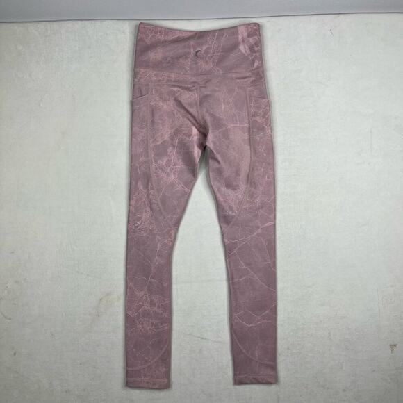 Zyia Active Pink Rose Marbled Print Mid Rise 7/8 Legging Women's Size 0 - Picture 4 of 8